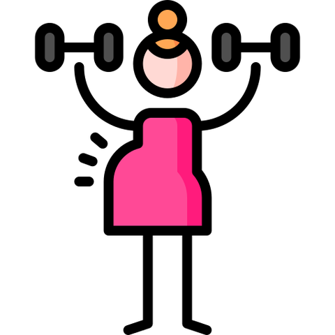 pregnant woman lifting dumbbells